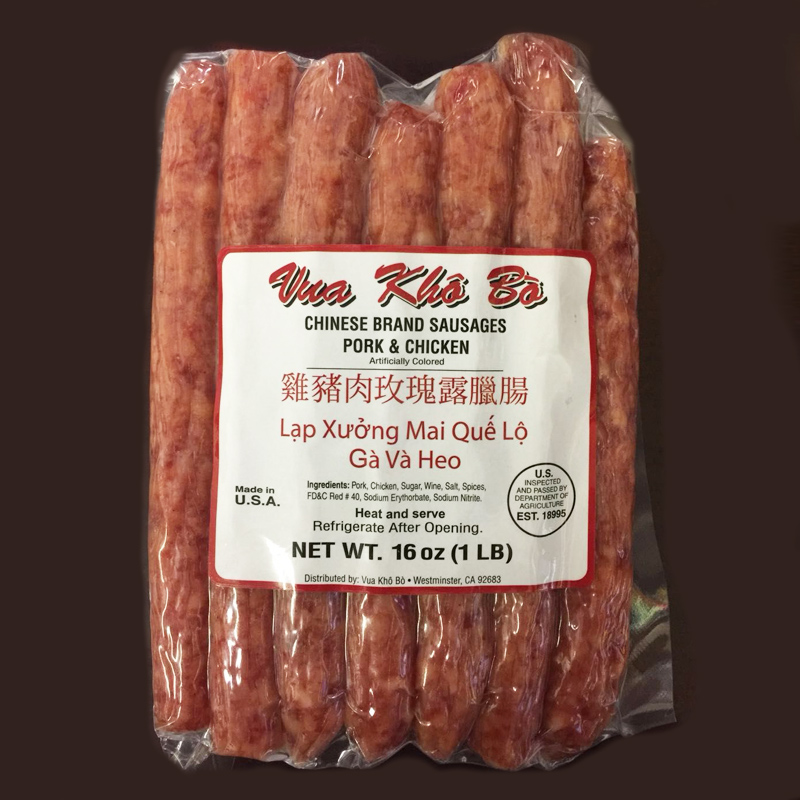 1026 玫瑰露腊肠 Chinese Brand Sausages Pork& Chicken-Lạp xưởng Mai Quế Lộ gà và heo